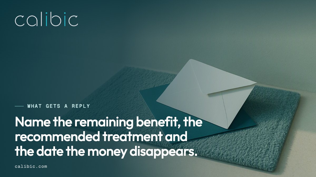 A reply-winning letter names the benefit, the treatment and the deadline