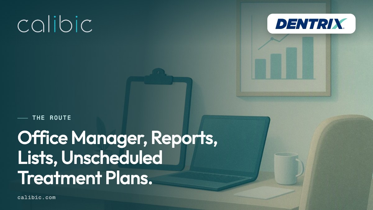 The menu route to the Unscheduled Treatment Plans report in Dentrix