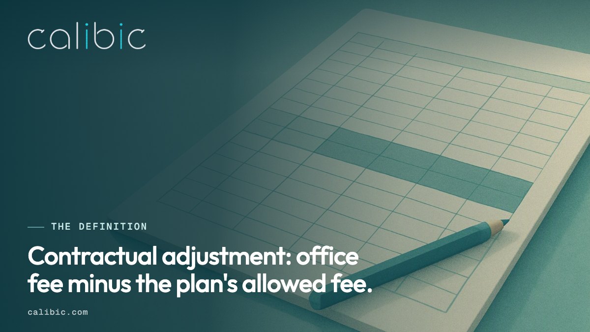 A contractual adjustment is the office fee minus the allowed fee