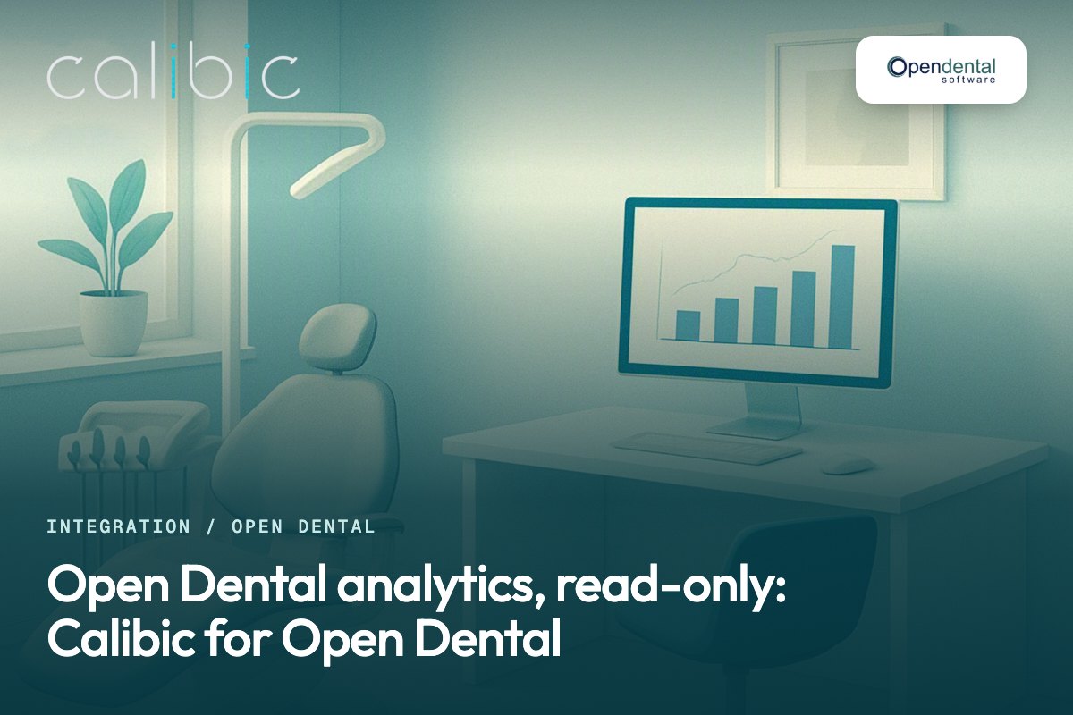 A practice workstation running Open Dental on a generic monitor, no logos visible